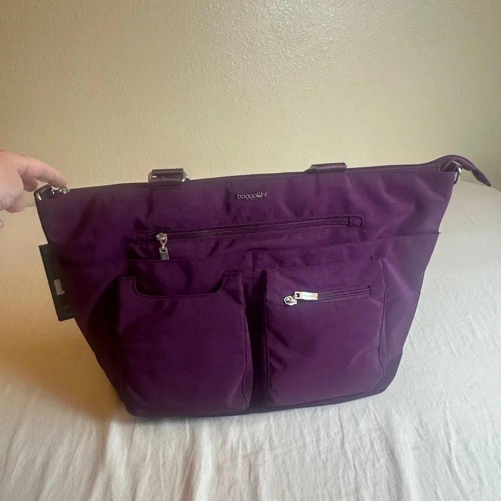 Baggallini Any Day Laptop Tote Purple RFID Water-Resistant Fits 15in MPN NWT